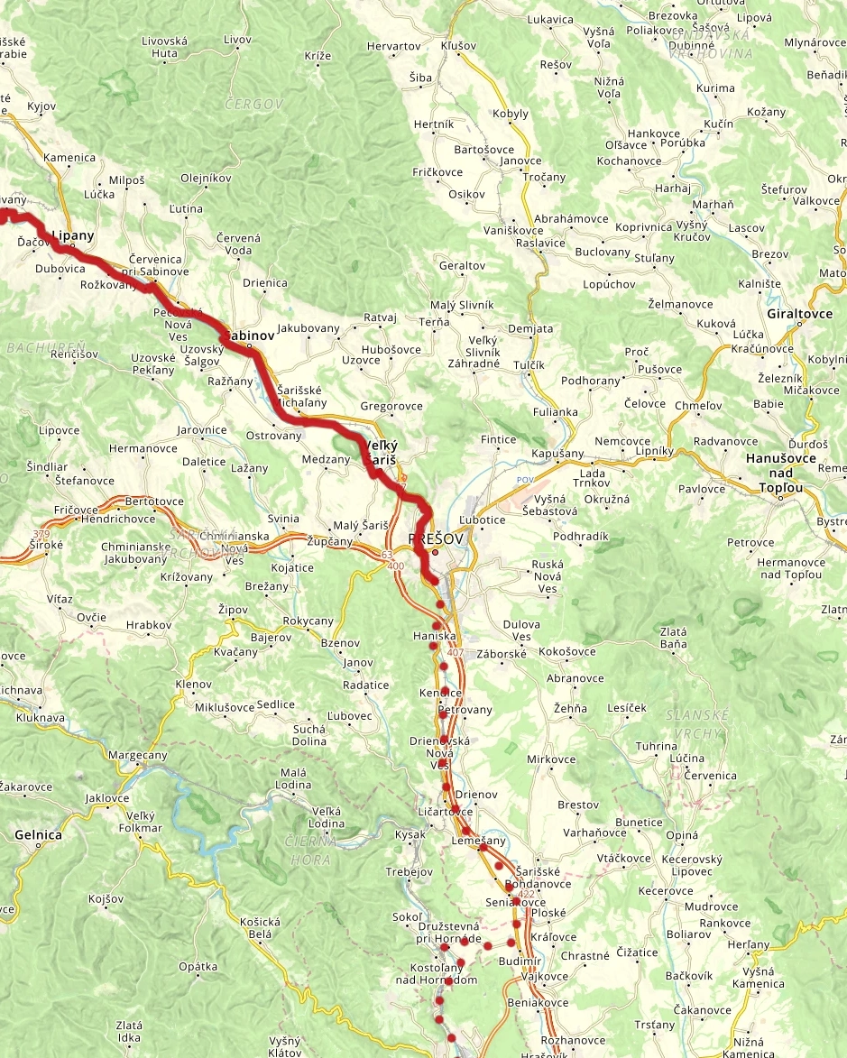 EuroVelo 11 cycling route through Šariš
