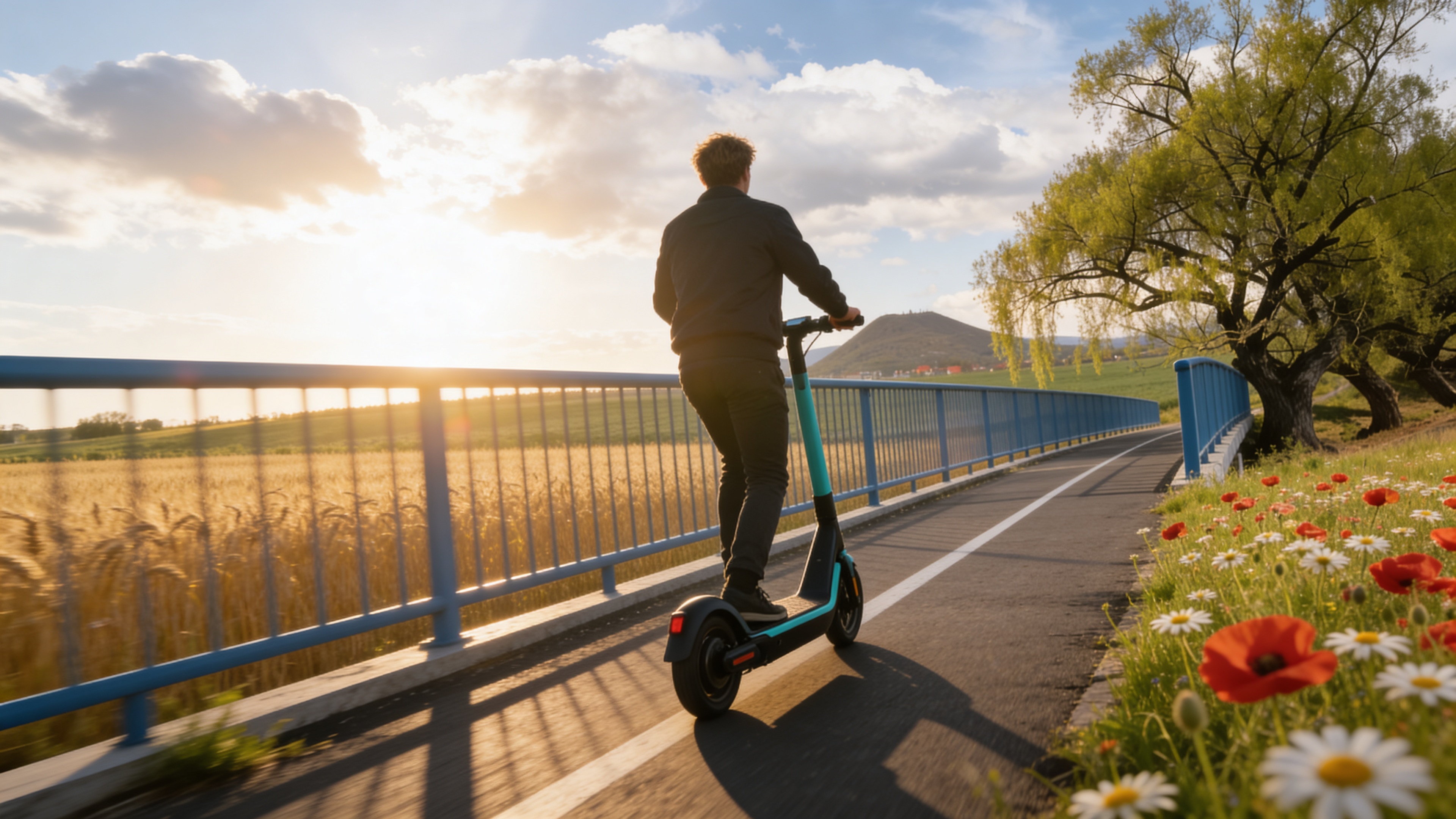 Rider on an electric scooter on a Šariš cycle path